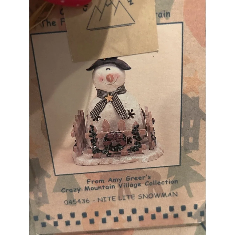 Crazy Mountain Snowman Night Light Vintage 1990‎ EUC Works